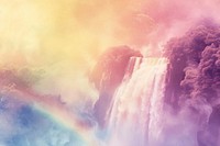 Waterfall rainbow backgrounds outdoors.