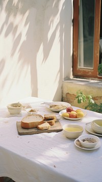 Breakfast brunch bread table.