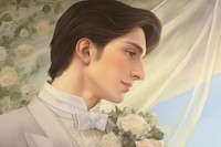 Portrait painting wedding flower.