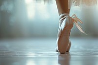 Extreme close up of ballet Practice footwear dancing shoe.