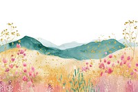 Hilly flower fields outdoors painting nature.