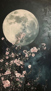 Minimal space astronaunt moon flowers painting astronomy outdoors.