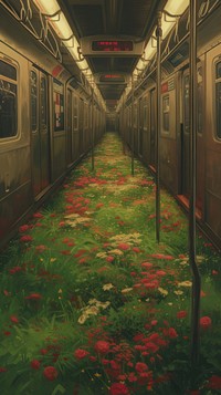 Subway train painting flower.