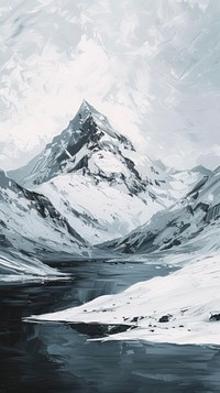 Minimal space snowy mountains outdoors painting glacier.