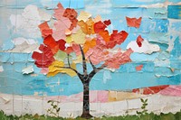 Tree in the garden art backgrounds painting.