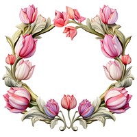 Nouveau art of tulips frame flower plant white background.