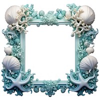 Nouveau art of underwater animal frame turquoise white background invertebrate.
