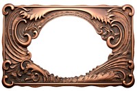 Nouveau art of wave frame copper wood white background.