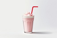 Milkshake smoothie drink white background.
