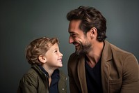 Happy father and son laughing portrait child.