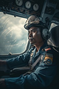 Indonesian man pilot headset adult electronics.