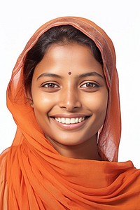 India women smile portrait photo white background.