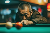 Japanese adult billiards sports concentration.