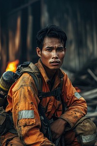 Thai man firefighter adult homelessness architecture.