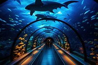 Aquarium tunnel shark outdoors nature.