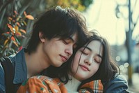 Photo of Japanese teenager couple happy love men.
