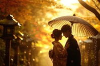Photo of japanese couple wedding autumn adult.