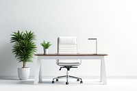 Minimal modern office desk chair furniture table.