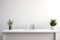 Minimalist office desk furniture table plant.