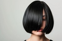 American young women black bob cut hair photography portrait fashion.
