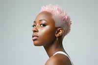 Black young woman with light pink hair portrait fashion adult.