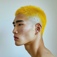 Korean man portrait yellow skin.