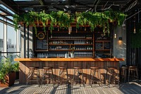 Rooftop bar restaurant architecture refreshment outdoors.