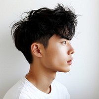Handsome Korean young man portrait fashion head.