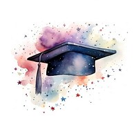 Graduation hat in Watercolor style white background intelligence achievement.