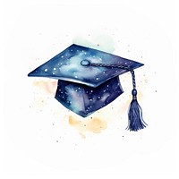 Graduation hat in Watercolor style intelligence certificate achievement.