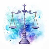 Justice scales in Watercolor style creativity drawing circle.