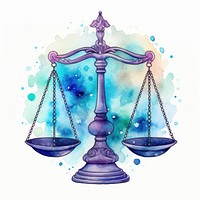 Justice scales in Watercolor style creativity drawing circle.