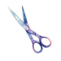 Scissors in Watercolor style white background weaponry purple.