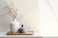 Scandinavian interior design of a rest room plant white vase.