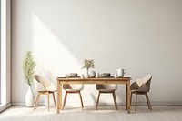 Scandinavian interior design of a dinning room architecture furniture chair.