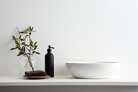 Scandinavian interior design of a bathroom bathtub plant vase.