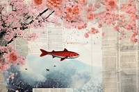 Koi fish and sky landscapes animal plant paper.