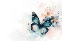 Butterfly and flower watercolor background outdoors painting pattern.
