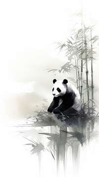 Panda and bamboo wildlife animal mammal.