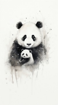 Panda and baby wildlife animal mammal.