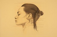 Asian adult drawing portrait painting.