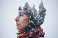 Climate change background portrait outdoors winter.