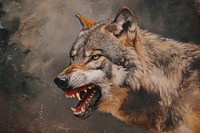 An aggressive wild wolf painting animal mammal.