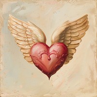 Rococo heart adorned with cupid wings painting drawing creativity.