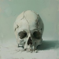 Broken skull painting art anthropology.