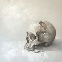 Broken skull painting drawing art.