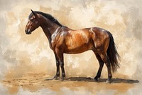 Wild horse stallion standing painting.