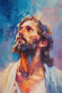 Jesus painting contemplation portrait.