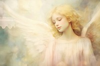 Illustration of angel painting representation contemplation.