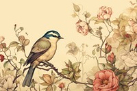 Illustration of bird and flower painting animal art.